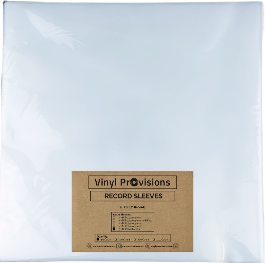 Vinyl Record Sleeve with Resealable Flap for 12 Vinyl Records.