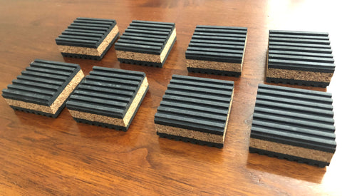 Isolation Pads: Cork + Rubber Feet (2" x 2" x 7/8") (8 count) - Vinyl Provisions